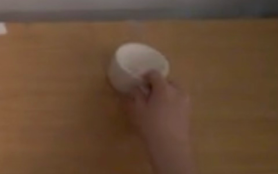 Aligned human demonstration, cup on saucer